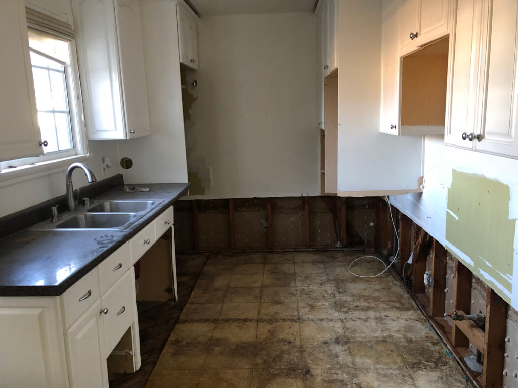 Before photo of water damaged kitchen